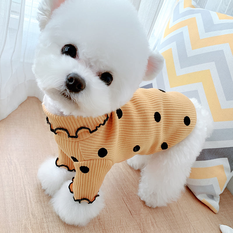 Polka Dot Dog Turtleneck - Cotton Bottoming Shirt