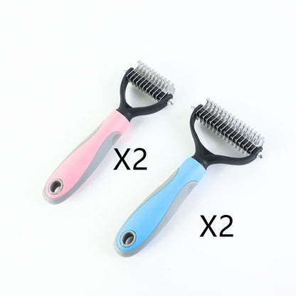 Double-Sided Pet Dematting Brush - Stainless Steel Shedding Comb
