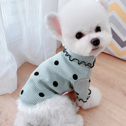Polka Dot Dog Turtleneck - Cotton Bottoming Shirt