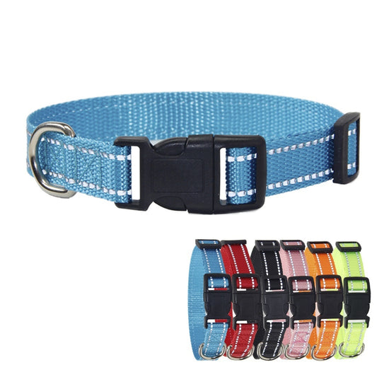 Reflective Dog Collar & Leash - Striped Outdoor Walking Set