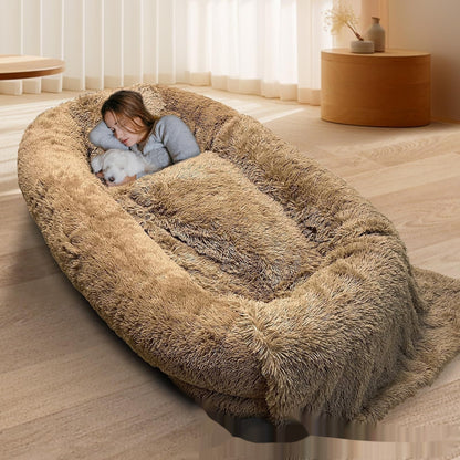 Oversized Pet Sofa - Queen-Size Plush Bed for Owner & Dog