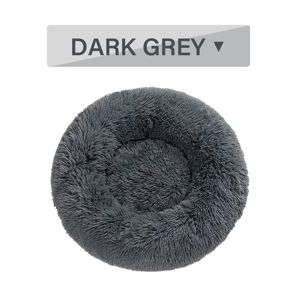 Fluffy Donut Dog Bed - Calming Plush Pet Cushion (S-XL)