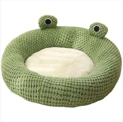 Cartoon Frog Pet Bed - Cute Plush Cat & Small Dog Bed