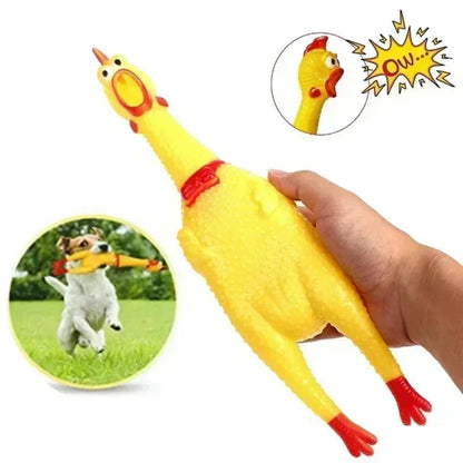 Screaming Chicken Dog Toy - Durable Squeaky Rubber Chew