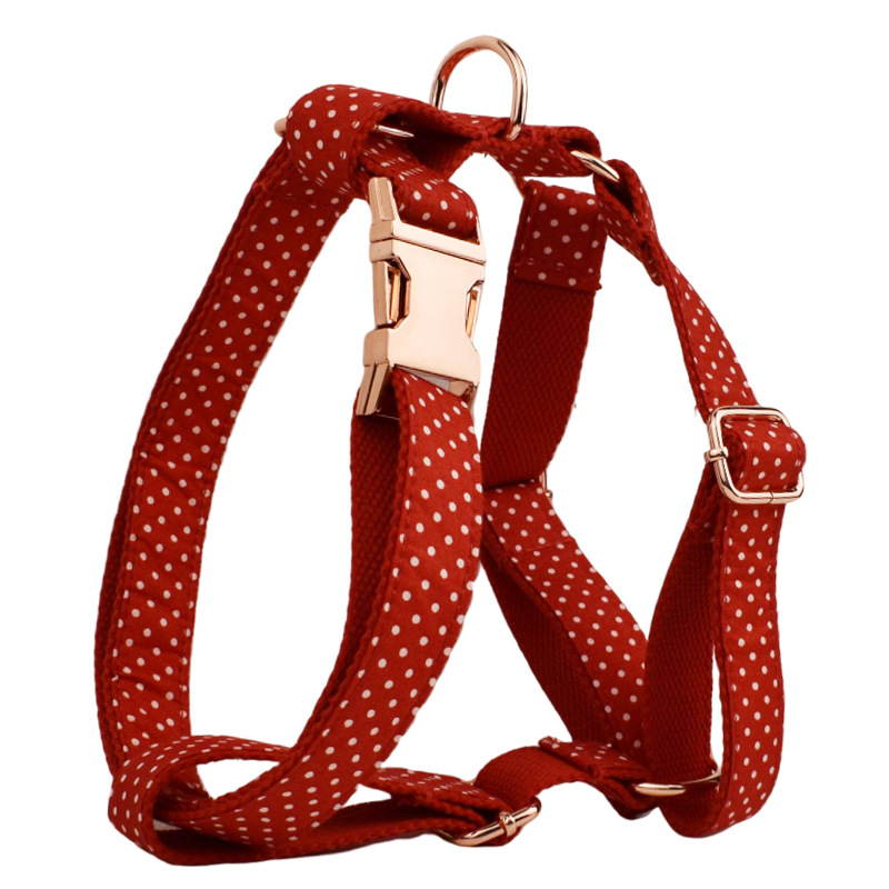 Red Dot Dog Collar & Leash Set with Bow Tie - Stylish Walking Set