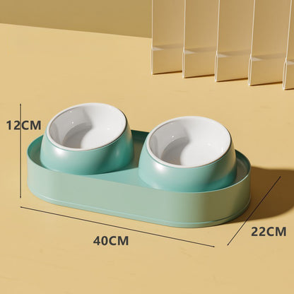 Tilted Double Pet Bowl - Elevated Neck-Protecting Feeder
