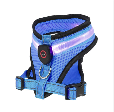 GlowPaws LED Dog Harness - Rechargeable Night Safety Mesh Harness