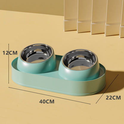 Tilted Double Pet Bowl - Elevated Neck-Protecting Feeder