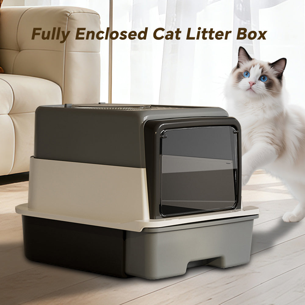 Enclosed Cat Litter Box - Odor Locking with Scoop & Deodorant