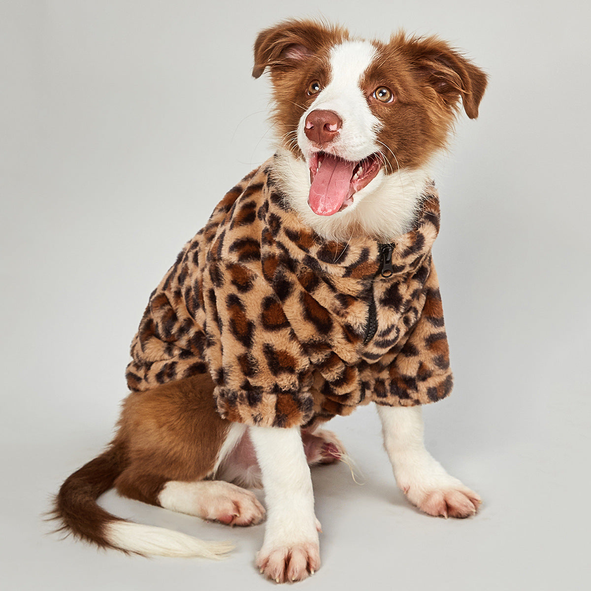 Leopard Print Dog Jacket - Warm Acrylic Pet Coat