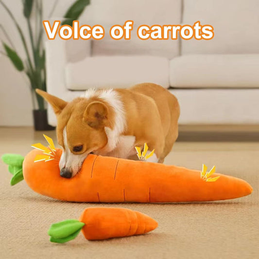 Cute Carrot Squeaky Dog Toy - Soft Plush Chew