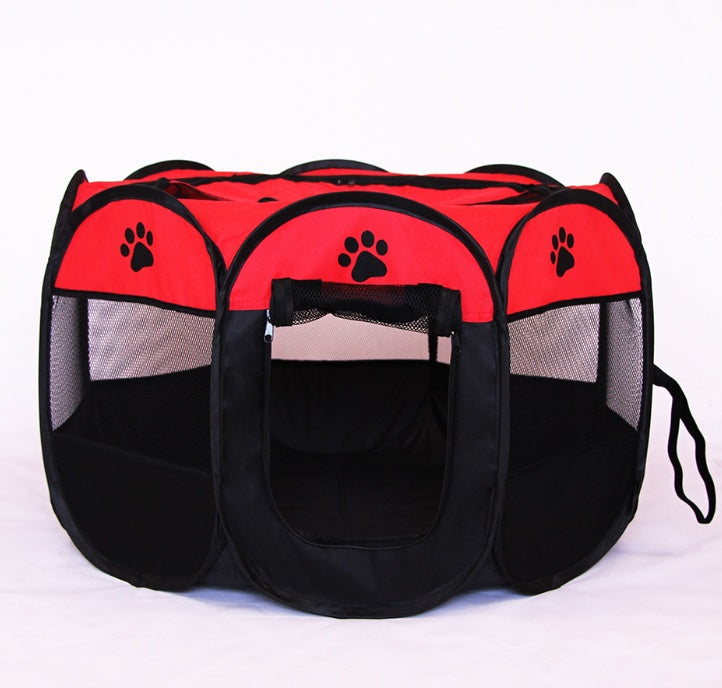 Folding Octagonal Pet Playpen - Portable Oxford Cloth Dog Tent