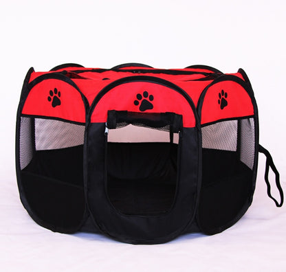 Folding Octagonal Pet Playpen - Portable Oxford Cloth Dog Tent