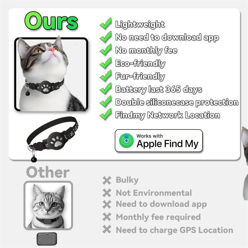Cartoon Cat Collar with Locator Pouch - Reflective Kitty Collar