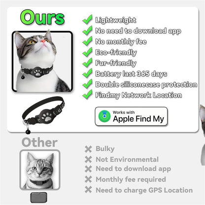 Cartoon Cat Collar with Locator Pouch - Reflective Kitty Collar