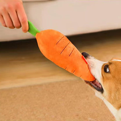 Cute Carrot Squeaky Dog Toy - Soft Plush Chew