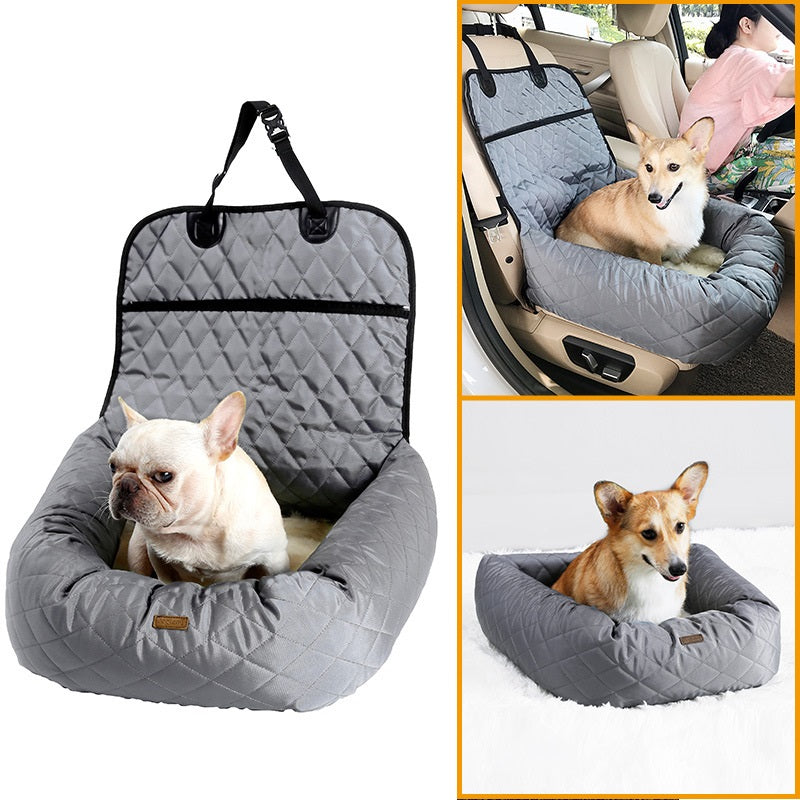 2-in-1 Folding Dog Car Seat Bed - Waterproof Travel Mattress