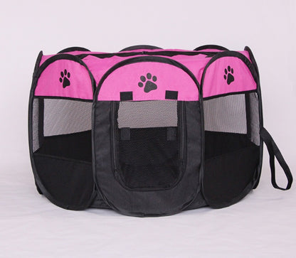 Folding Octagonal Pet Playpen - Portable Oxford Cloth Dog Tent