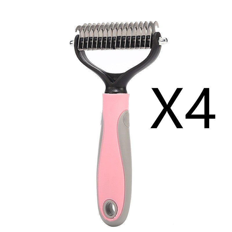 Double-Sided Pet Dematting Brush - Stainless Steel Shedding Comb