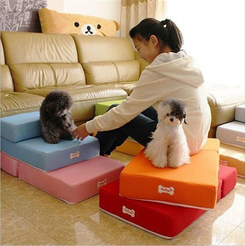 Foldable Pet Stairs - Soft Sponge Dog Steps for Bed & Couch