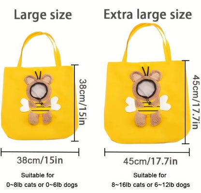 Bee Design Pet Carrier Bag - Portable Cat & Dog Travel Tote