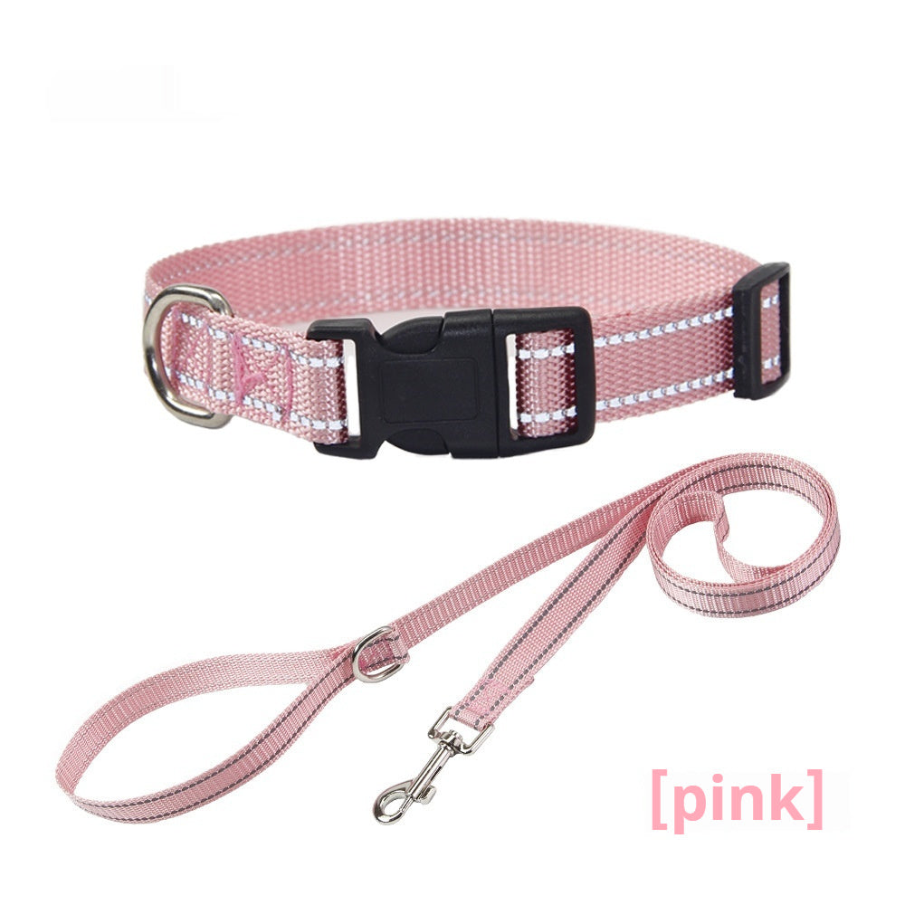 Reflective Dog Collar & Leash - Striped Outdoor Walking Set
