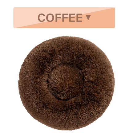 Fluffy Donut Pet Bed - Calming Round Dog & Cat Bed