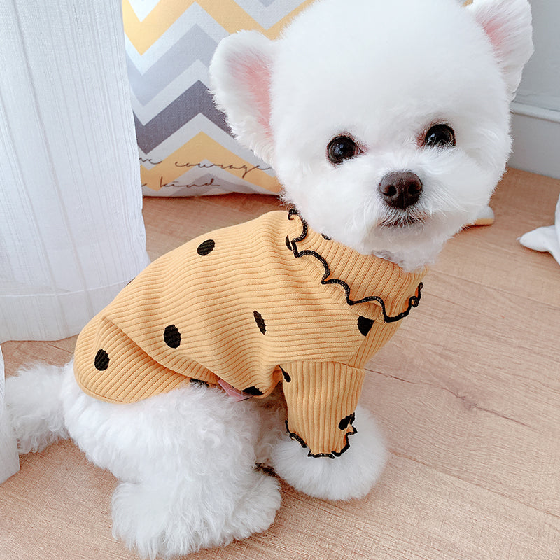 Polka Dot Dog Turtleneck - Cotton Bottoming Shirt