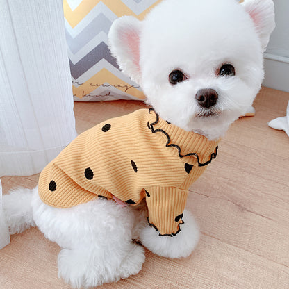 Polka Dot Dog Turtleneck - Cotton Bottoming Shirt
