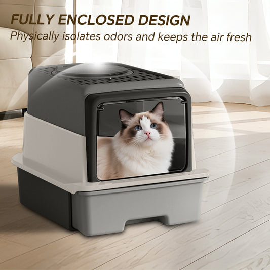 Enclosed Cat Litter Box - Odor Locking with Scoop & Deodorant