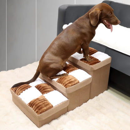 Luxury Dog Stairs with Storage - Handmade Chessboard Steps