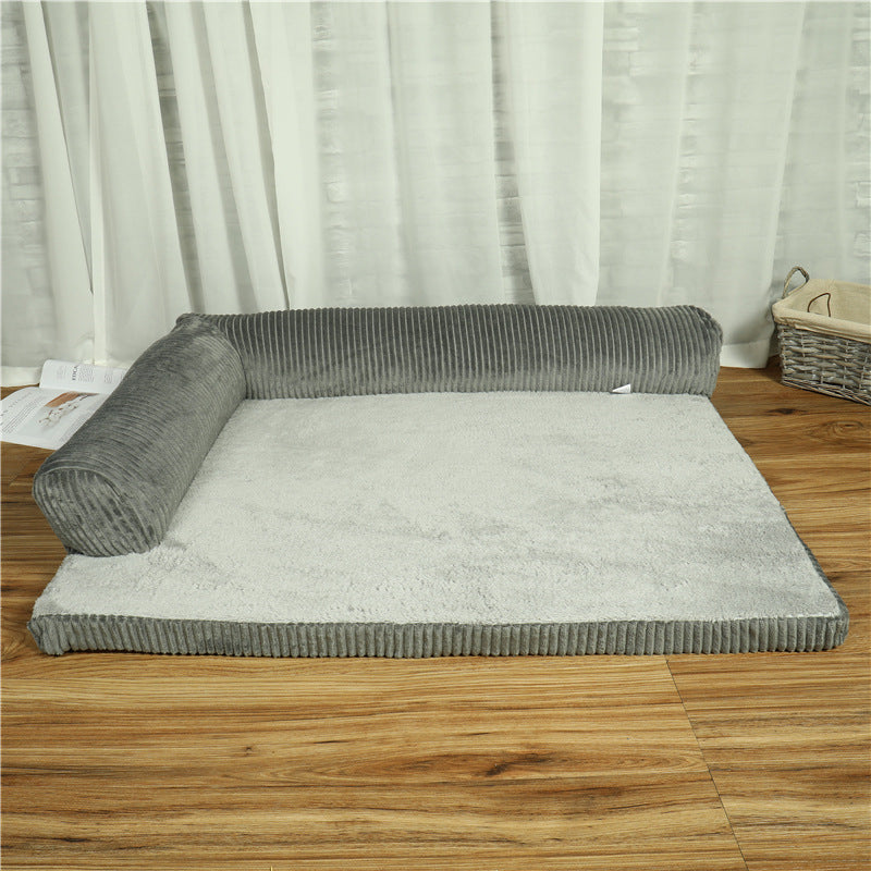 Corduroy Dog Sofa Bed - Soft Pet Bed with Non-Slip Base