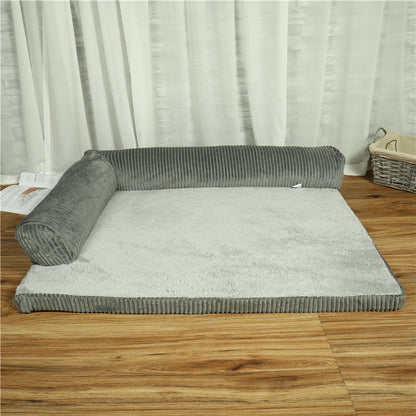 Corduroy Dog Sofa Bed - Soft Pet Bed with Non-Slip Base