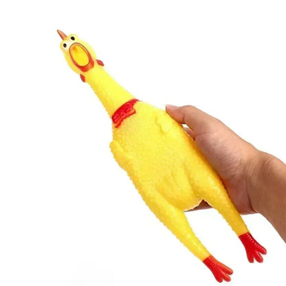 Screaming Chicken Dog Toy - Durable Squeaky Rubber Chew