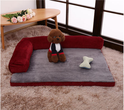 Corduroy Dog Sofa Bed - Soft Pet Bed with Non-Slip Base