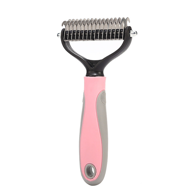 Double-Sided Pet Dematting Brush - Stainless Steel Shedding Comb