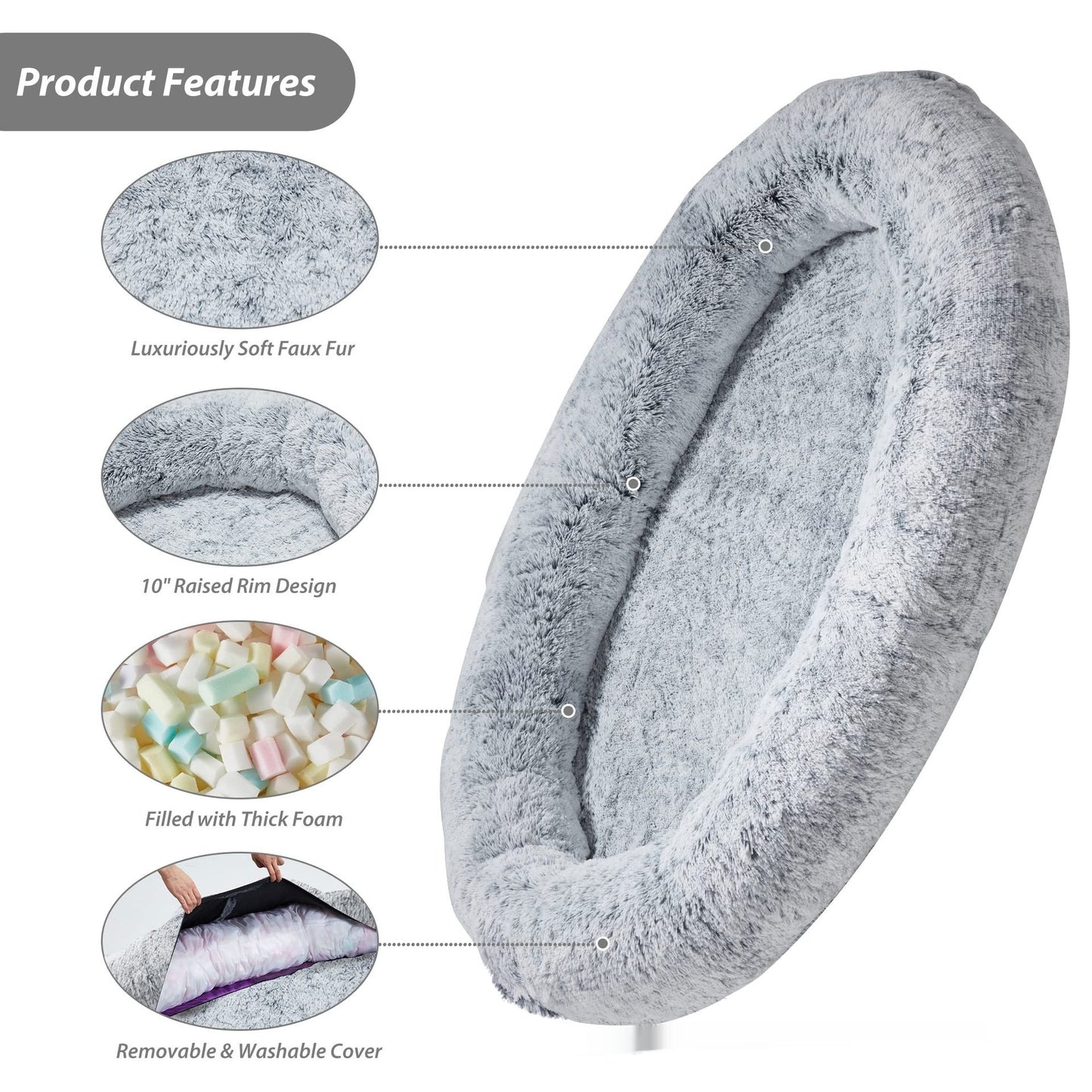 Oversized Pet Sofa - Queen-Size Plush Bed for Owner & Dog