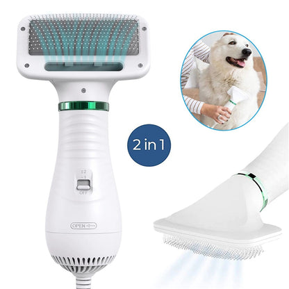 Portable 2-in-1 Dog Hair Dryer - Grooming Blower & Brush