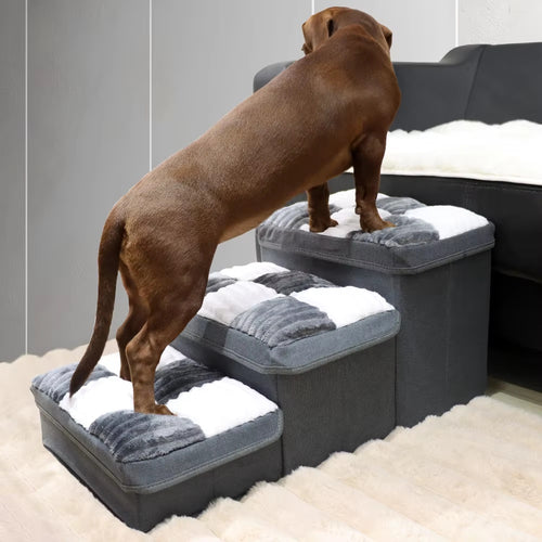 Luxury Dog Stairs with Storage - Handmade Chessboard Steps