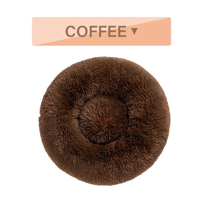 Fluffy Donut Dog Bed - Calming Plush Pet Cushion (S-XL)