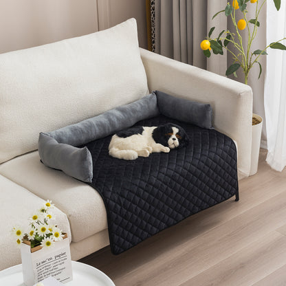 Dog Sofa Bed - Cushioned Pet Couch with Furniture Protector