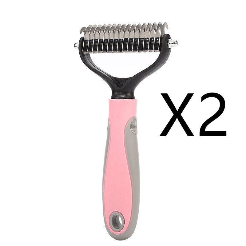Double-Sided Pet Dematting Brush - Stainless Steel Shedding Comb