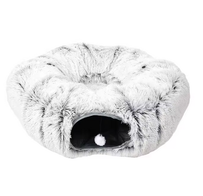 Foldable Plush Cat Tunnel & Nest Bed - Cozy Winter Kennel