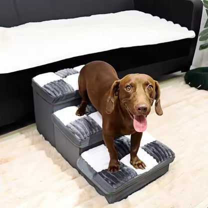 Luxury Dog Stairs with Storage - Handmade Chessboard Steps