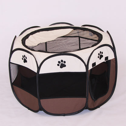 Folding Octagonal Pet Playpen - Portable Oxford Cloth Dog Tent