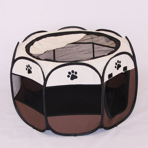 Folding Octagonal Pet Playpen - Portable Oxford Cloth Dog Tent