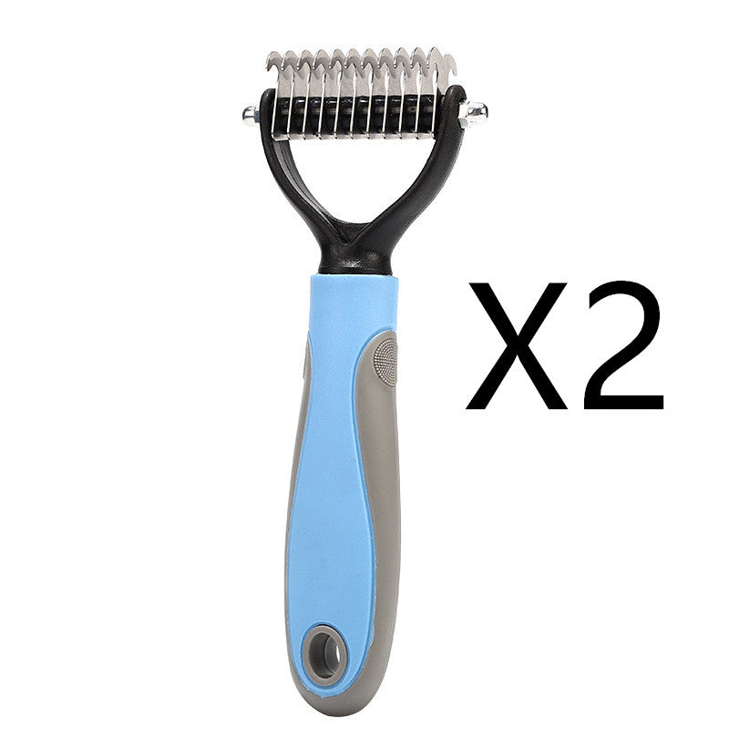 Double-Sided Pet Dematting Brush - Stainless Steel Shedding Comb