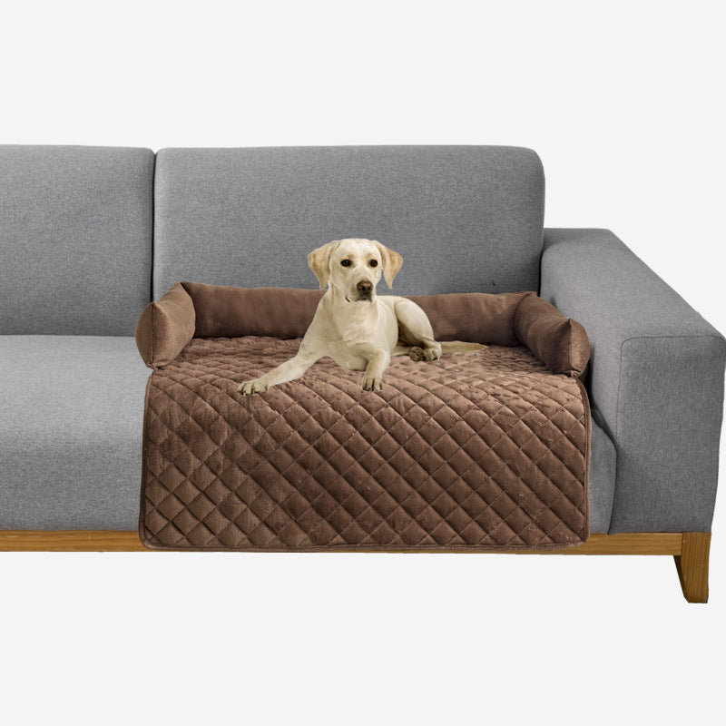 Dog Sofa Bed - Cushioned Pet Couch with Furniture Protector