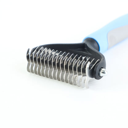 Double-Sided Pet Dematting Brush - Stainless Steel Shedding Comb