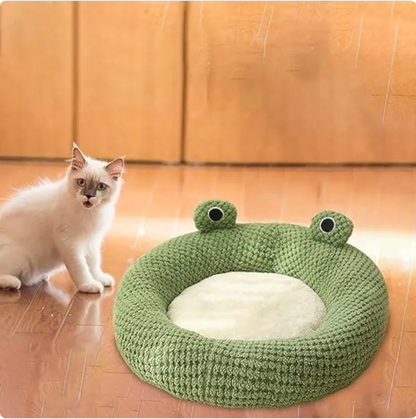 Cartoon Frog Pet Bed - Cute Plush Cat & Small Dog Bed
